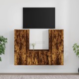 VidaXL Set dulapuri TV, 3 piese, stejar fumuriu, lemn prelucrat
