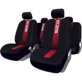 Set Huse Scaune Auto Sparco Red Spider, negru - rosu, 9 bucati Automobile ProTravel