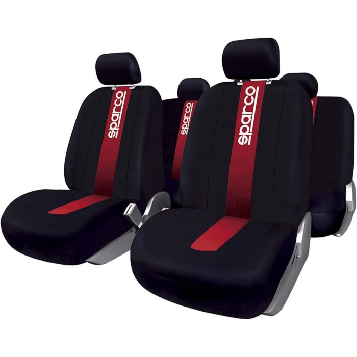 Set Huse Scaune Auto Sparco Red Spider, negru - rosu, 9 bucati