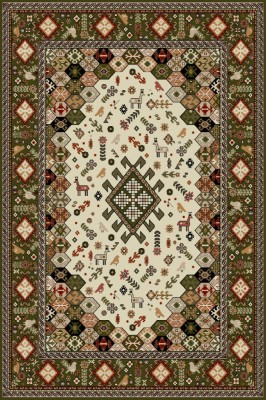 Covor Model Lotos 1535-310, Marime 80 x 150 cm, Verde, Inaltime Fir 8 mm, Antialergic, Polipropilena, Living, Dormitor, Sufragerie, Birou foto