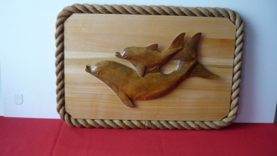 PANOPLIE, APLICA DE PERETE SCULPTATA, &amp;quot;DELFINI&amp;quot; foto