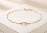 Bratara din Argint 925 Placat cu Aur ,Minimalist Open Heart
