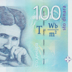 Bancnota Serbia 100 Dinari 2013 - P57b UNC ( Nikola Tesla )