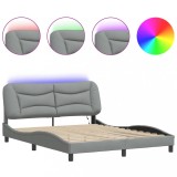 Cadru de pat cu LED fara saltea Hvar Gri deschis 160x200 cm Material