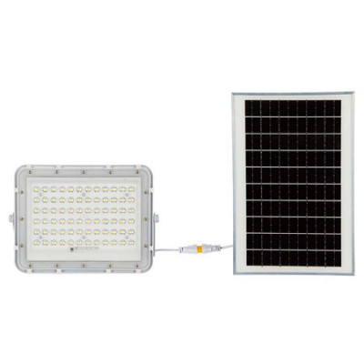 Proiector LED cu incarcare solara V-tac, 15W, 1200lm, lumina rece, 6400K, telecomanda, alb foto