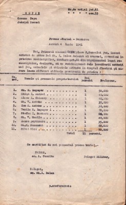 A3608N Proces verbal de rechiziție perechi de boi de la țărani pe seama armatei rom&amp;acirc;ne, 1941, sat Țepu, județul Tecuci, azi județul Galați foto