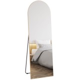 HOMCOM Oglindă &icirc;n lungime completă 50 x 150 cm, oglindă pe suport, oglindă mare de perete fără ramă, pentru sufragerie, ton aur | Aosom Romania