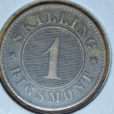 Danemarca - moneda de colectie - 1 Skilling Rigsmont 1856 - stare exceptionala !