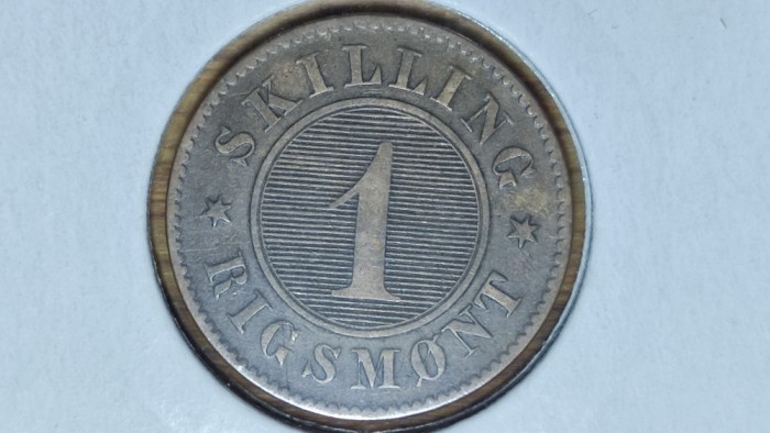 R10 Danemarca - moneda de colectie - 1 Skilling Rigsmont 1856 - stare exceptionala !