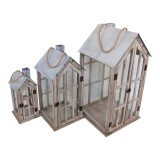 Cumpara ieftin Set de felinare 3 buc Bearie Pako World Maro 31x31x60 cm