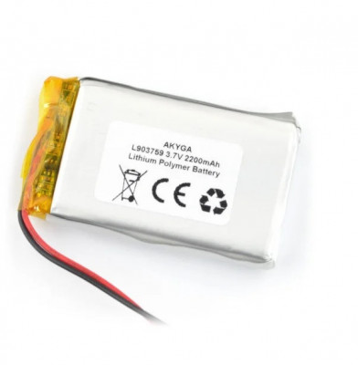 Acumulator Lithium Poliymer 06034 2200mAh 1S 3.7V cablu 50mm 59x37x9mm AKYGA Battery foto