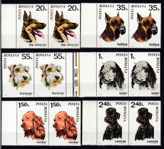 ROMANIA 1971 LP 754 CAINI PERECHE SERII MNH