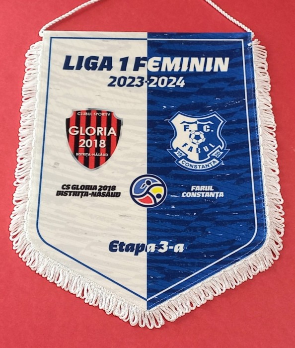 Fanion oficial - meci Feminin-fotbal GLORIA BISTRITA NASAUD-FARUL CONSTANTA (sezonul 2023-2024)