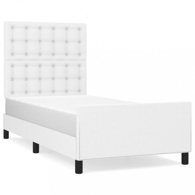 Cadru de pat cu tăblie, alb, 80x200 cm, piele ecologică foto
