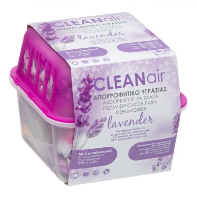Dezumidificator Pasiv Clean Air, Capacitate 400g, Aromă Lavandă, Set 2 Bucăți, Roz Transparent foto