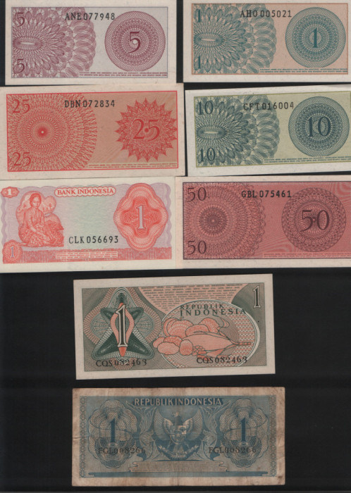 Set Indonezia 30 bancnote, cateva rare, majoritatea unc