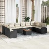 VidaXL Set canapea grădină 11 pcs Negru, alb Mare Ratan