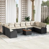 Set de canapele pentru grădină 11 pcs Negru Rattan poli