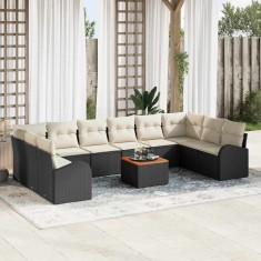 vidaXL Set de canapele pentru grădină 11 pcs Negru și alb