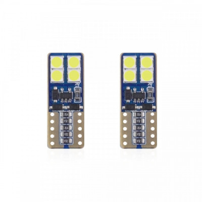 Set becuri auto cu LED CANBUS compatibil T10e W5W 8 SMD Alb 12/24V, destinat foto