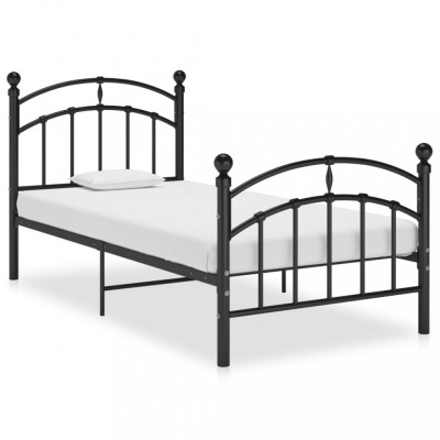 vidaXL Cadru de pat, negru, 90x200 cm, metal foto
