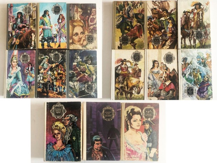15 carti Alexandre Dumas - cartonate - an &#039;70 - Cei 3 muschetari, Dupa 20 de ani, Vic de Bragelonne, Cei 45, D-na Monsoreau, Ascanio, Colierul reginei