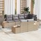 vidaXL Set de canapele pentru grădină cu pernă 7 pcs Bej Rattan poli 3348106