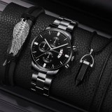 Cumpara ieftin Set cadou cu ceas barbatesc Geneva HY0013 cu bratara si lant elegant