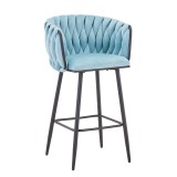 Cumpara ieftin Scaun Bar Pakoworld Vivian, Catifea Siel, Metal Negru, 57x50x100cm