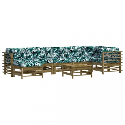 Set mobilier de gradina cu perne, 8 piese, lemn de pin tratat foto