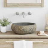 vidaXL Chiuvetă Gri deschis (38-45) x (30-35) x 15 cm Piatra de R&acirc;u