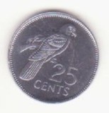 SEYCHELLES 25 cenți 2007 UNC -Black Parrot.