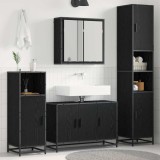 Cumpara ieftin Set de mobilier pentru baie 4 buc. Stejar Negru 90 x 33 x 60 cm