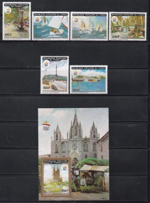 Congo 1990 - Jocurile Olimpice - Barcelona, Serie + PA + Colita, MNH foto