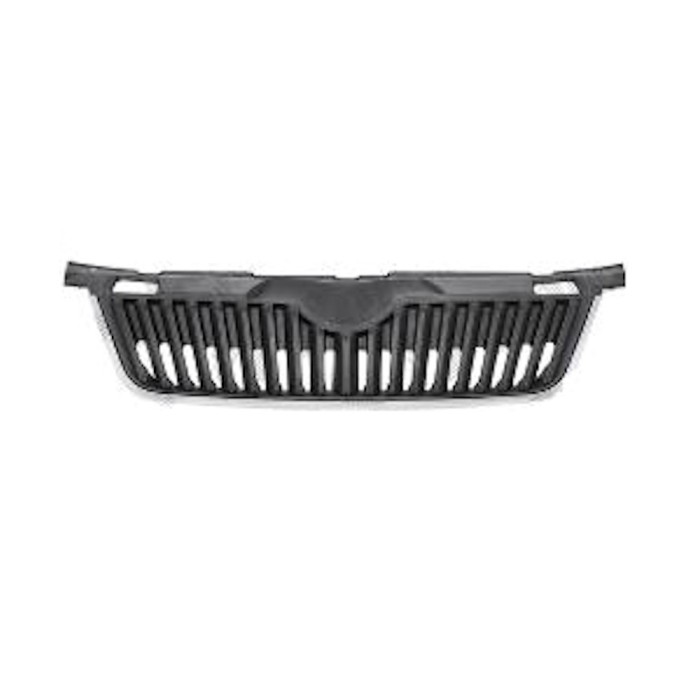 Grila radiator, masca fata Skoda Fabia 2 (5j), 04.2010-03.2015, Roomster/Praktik 04.2010-, parte montare centrala, crom/negru, 691605-4, Aftermarket