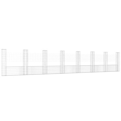 Cos gabion in forma de U cu 8 stalpi, 860x20x150 cm, fier foto