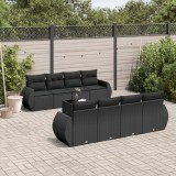 Cumpara ieftin Gossi set mobilier de gradina cu perne, 9 piese, negru, poliratan