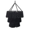 Abajur Macrame Negru Boem Handmade 80cm, Bumbac Natural, Decoratiune Interioara, Stil Rustic