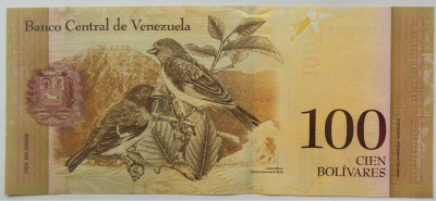 BANCNOTA EXOTICA 100 BOLIVARES - VENEZUELA, anul 2012 *cod 455 = A.UNC+ foto