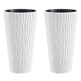 Cumpara ieftin Set 2 ghivece de flori, Sandy Slim, rotunde, inalte, 39x70.8 cm, alb, Prosperplast