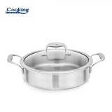 CRATITA INOX+CAPAC STICLA 26X7CM, 3.5L, ATOMIC3, COOKING BY HEINNER