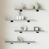 Rafturi perete Gossi, 4 buc, gri sonoma, 60x10x1.5 cm, lemn prelucrat, suporta 12kg/raft, design flexibil