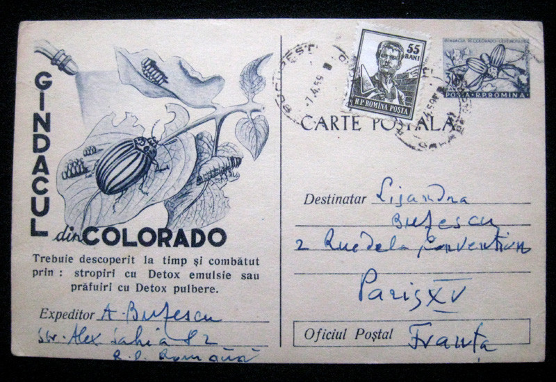 Romania carte postala-intreg postal, gandacul de Colorado, 1959 | Okazii.ro