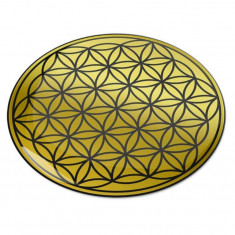 Abtibild sticker feng shui 3d cu floarea vietii simbolul vietii auriu metalic - 45cm