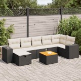vidaXL Set mobilier de grădină cu perne, 8 piese, negru, poliratan 3325878