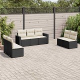 Cumpara ieftin Set canapele de grădină cu perne, 7 piese, negru, poliratan