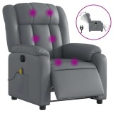 Cumpara ieftin Fotoliu de masaj electric rabatabil, gri, piele ecologica