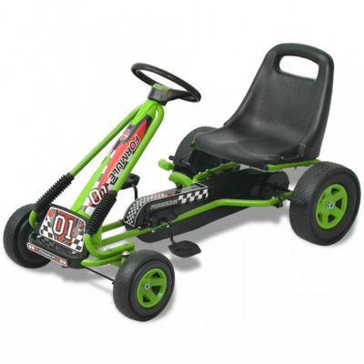 vidaX Kart cu pedale cu șezut reglabil verde foto