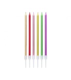 Set 6 buc lumanari decorative tort, metallic mix, 13.5 cm