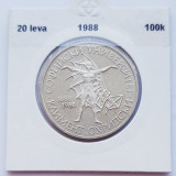 342 Bulgaria 20 Leva 1988 Sofia University km 173 argint, Europa
